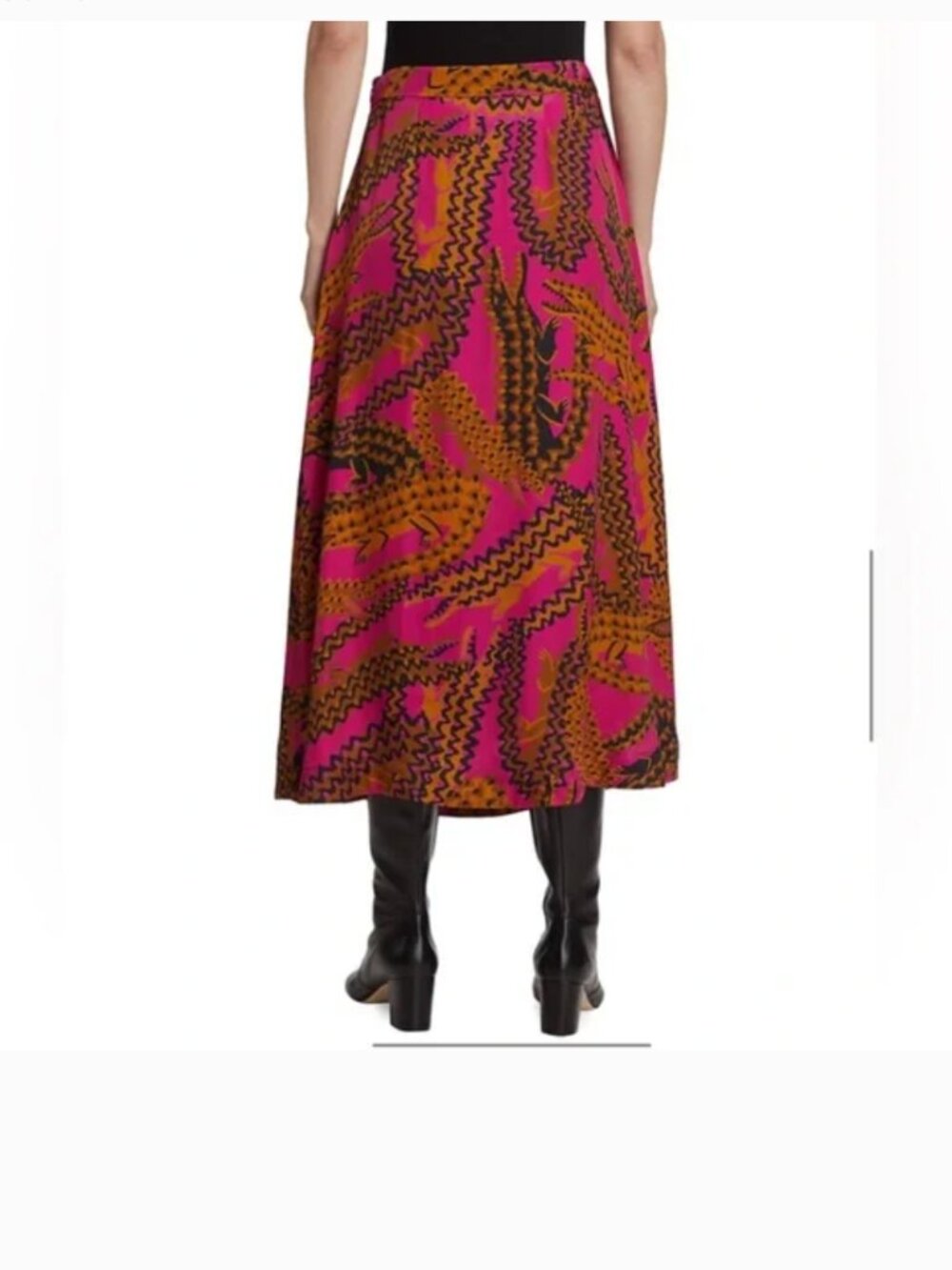 Farm Rio Women's Crocodile-print Satin Midi-skirt size S - Picture 3 of 13